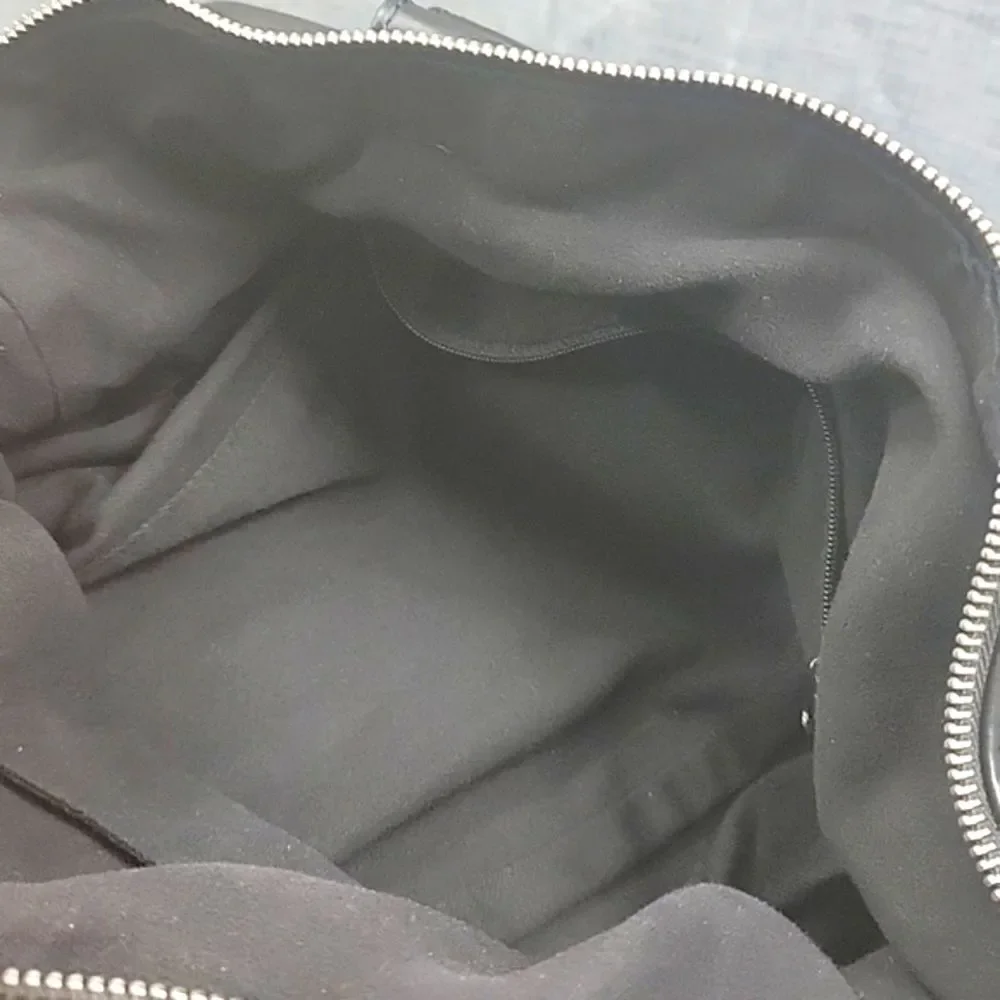 Desmo Made in Italy black Soft leather Shoulder Bag, Slouch Hobo Silver Hardware